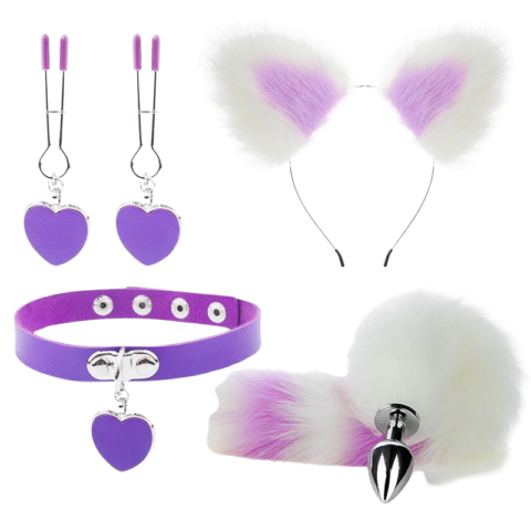 White and Purple Cosplay Butt plug Kit